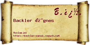 Backler Ágnes névjegykártya