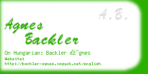 agnes backler business card